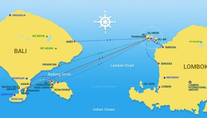 Gili Fast Boat Map Routes