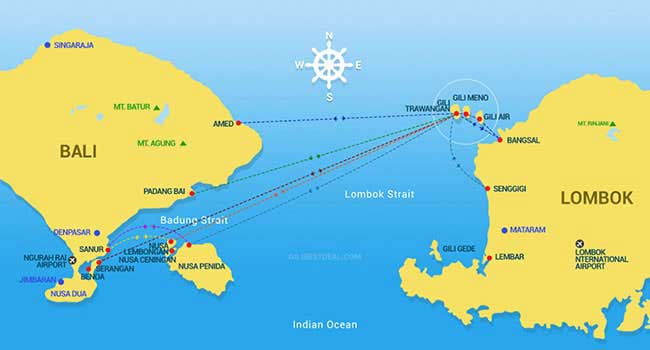 Gili Fast Boat Map Routes